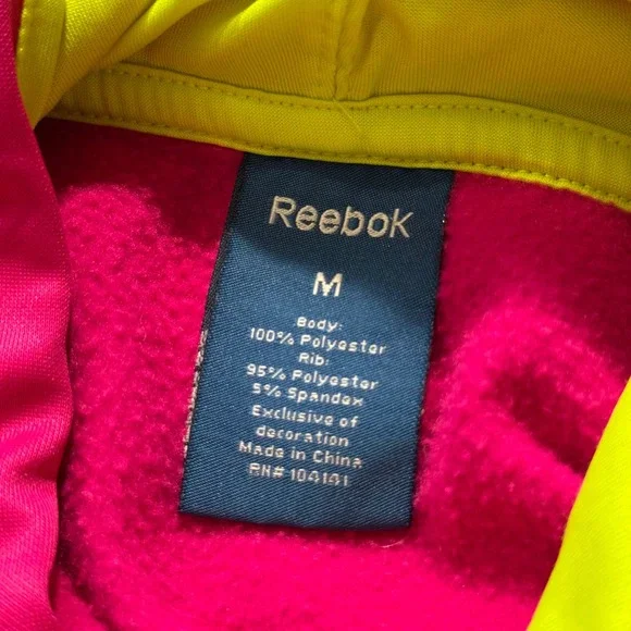 Reebok Women's Pink Neon Trim Hoodie Athletic Sweatshirt Size M - Picture 2 of 6